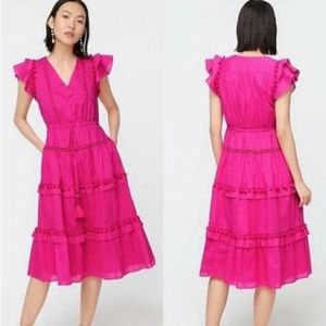 J. CREW Flamingo Pink Cotton Voile Midi Dress